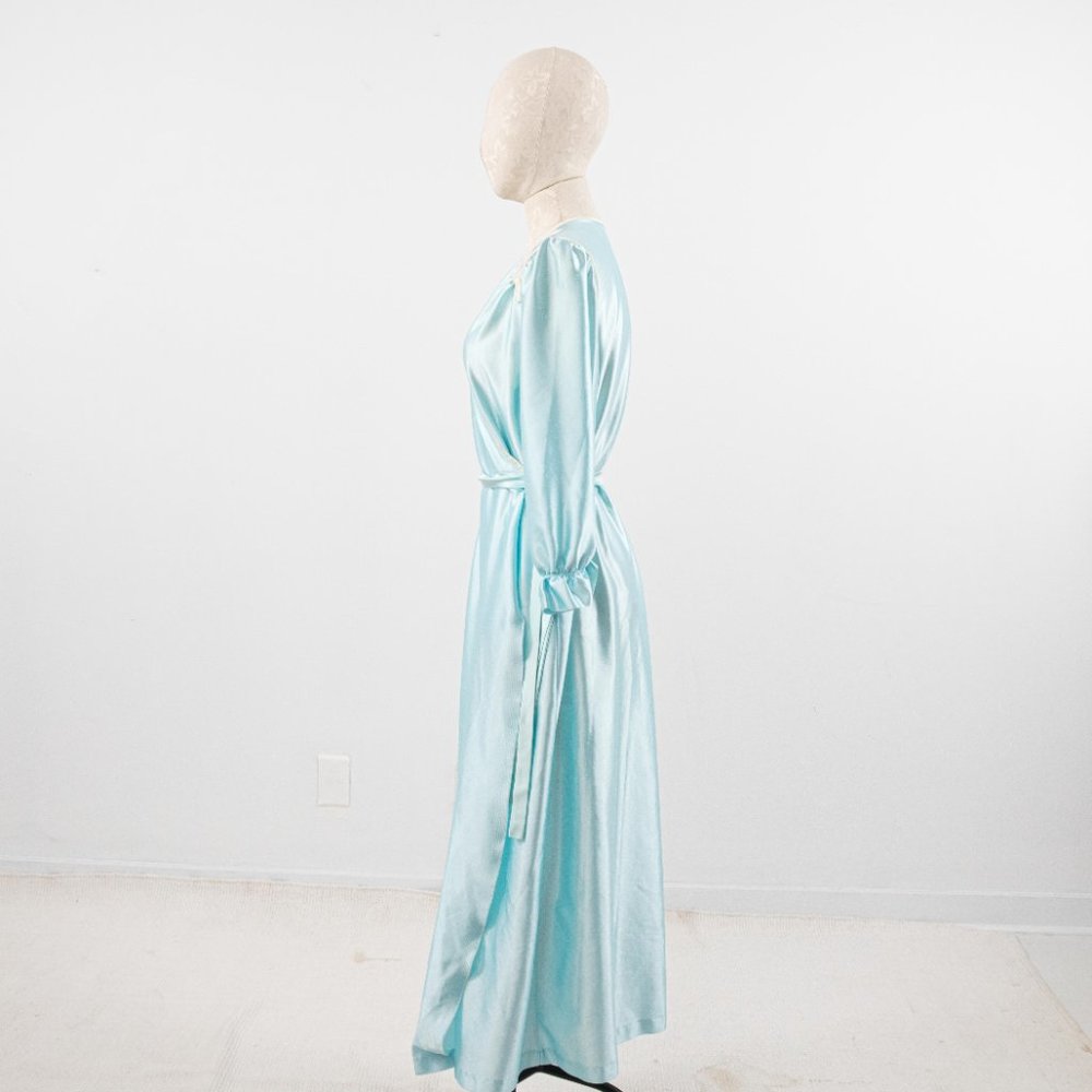 Vintage 70s OS Disco Shiny Robe Dress Blue AS-IS - Picture 11 of 14